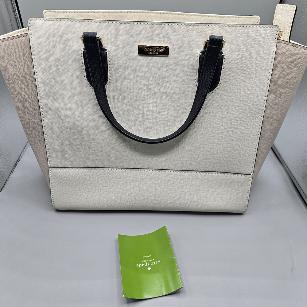 Kate Spade Cream and Black Tote with Detachable Strap - Picture 2 of 11